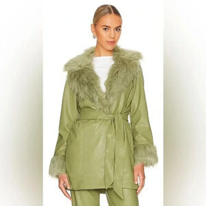 Show Me Your MuMu Green Faux Fur Leather Jacket